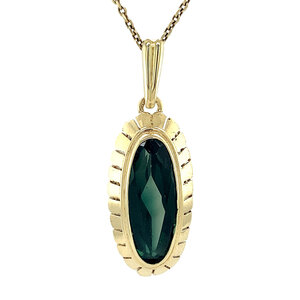 Gold pendant with green spinel 14 kt