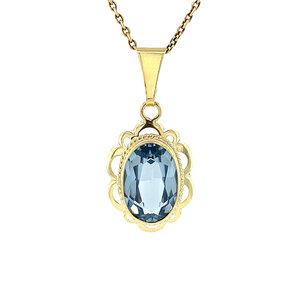 Gold pendant with blue spinel 14 krt