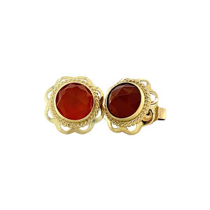 Gold stud earrings with carnelian 14 kt