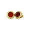 vintage Golden solitaire stud earrings with carnelian 14 kt