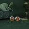 vintage Golden solitaire stud earrings with carnelian 14 kt