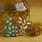 vintage Gouden broche met turkoois en diamant 18 krt