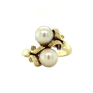 Gold ring with pearls 14 krt