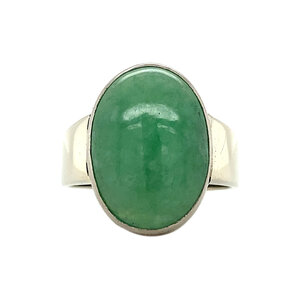 White gold ring with aventurine 14 krt