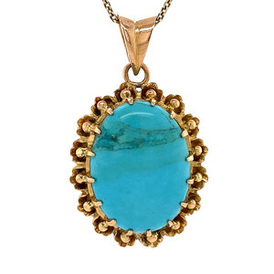 Gold pendant with turquoise 14 kt