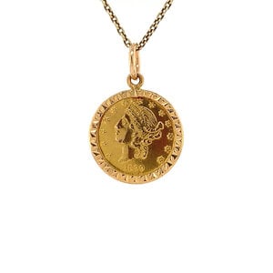 Gold pendant with coin 20 krt