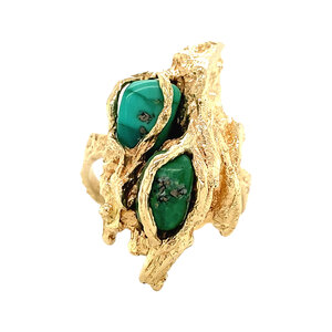 Gold ring with turquoise 14 krt