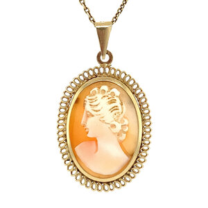 Gold pendant with cameo 14 krt