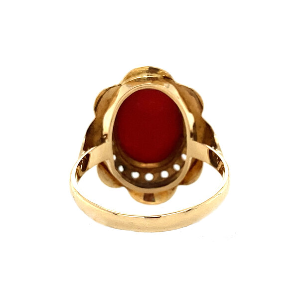 vintage Gold ring with blood coral 14 kt