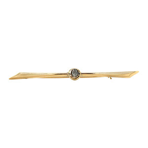 Gold brooch with rose diamond 14 kt