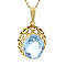 vintage Gouden hanger met blauwe spinel 14 krt