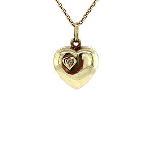 Gold pendant heart with diamonds 14 krt