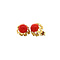 vintage Gold solitaire stud earrings with blood coral 14 kt