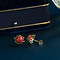 vintage Gold solitaire stud earrings with blood coral 14 kt