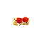 vintage Gold solitaire stud earrings with blood coral 14 kt