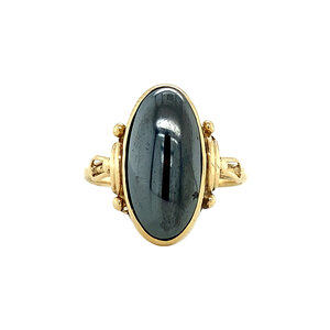 Gold ring with haematite 14 krt