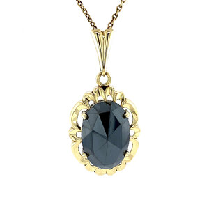 Gold pendant with hematite 14 krt
