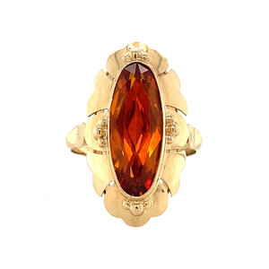 Gouden ring met oranje saffier 14 krt