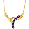 vintage Necklace with diamond and amethyst pendant 50 cm 12 krt