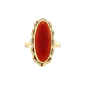 Gold ring with carnelian 14 kt