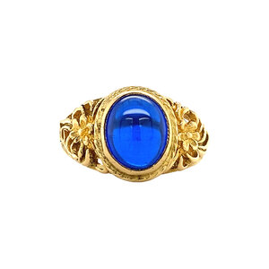 Gold ring with blue glass 18 kt