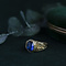 vintage Gold ring with blue glass 18 kt