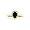 vintage Gold entourage ring with natural sapphire and diamond 14 krt