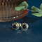 vintage Gold ear studs with garnet 14 krt