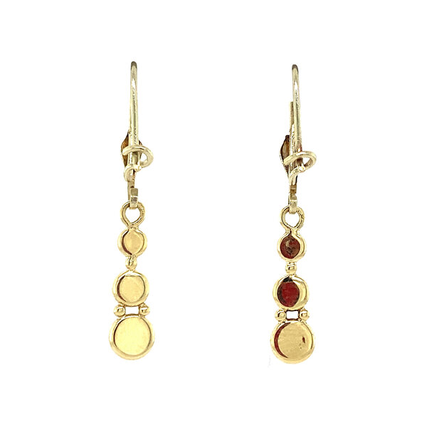 vintage Gouden oorhangers met granaat 14 krt