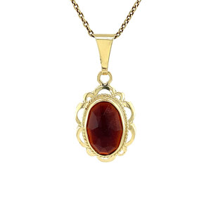 Gold pendant with garnet 14 krt