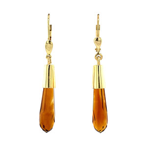 Gold earrings with smoky topaz 14 krt