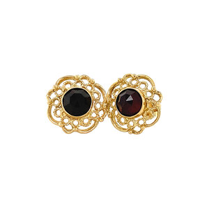 Gold ear studs with garnet 14 krt