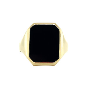 Gouden zegelring met onyx 14 krt
