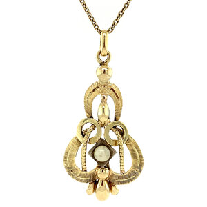 Gold pendant with pearl 14 krt