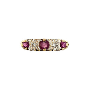 Row ring with ruby and diamond 9 krt