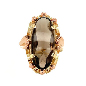 Gold ring with smoky topaz 14 krt