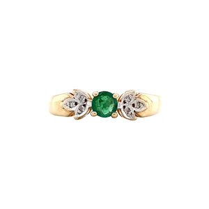 Ring with emerald and diamond 9 krt