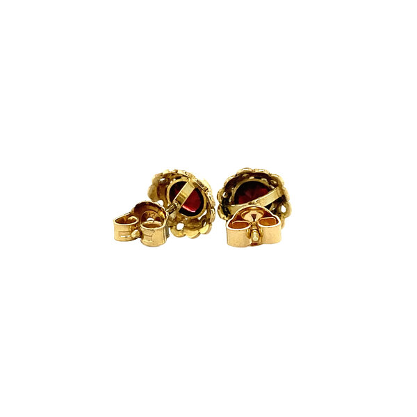 vintage Gouden oorstekers met granaat 14 krt