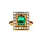 vintage Gold ring with emerald, garnet and diamond 18 krt