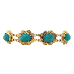 Gold bracelet with amazonite 17.5 cm 14 krt