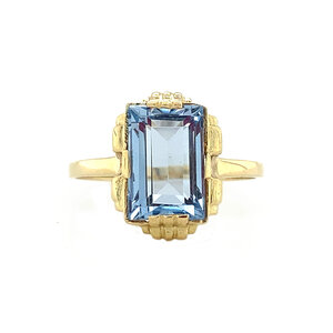 Gouden ring met blauwe spinel 14 krt