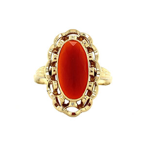 Gold ring with carnelian 14 krt
