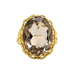 Gold ring with smoky topaz 14 krt