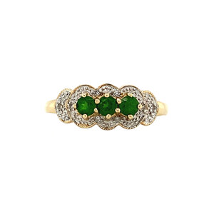 Ring met peridot en diamant 9 krt
