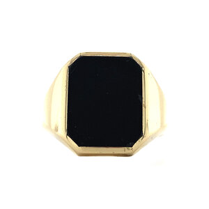 Gouden zegelring met onyx 14 krt