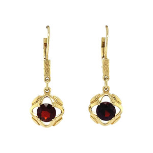 Gold earrings with garnet 14 krt