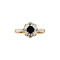 vintage Gouden entourage ring met saffier en diamant 18 krt