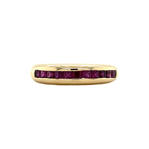 Gold rail ring with ruby 14 krt