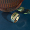 vintage Gouden ring met peridoot en diamant 18 krt