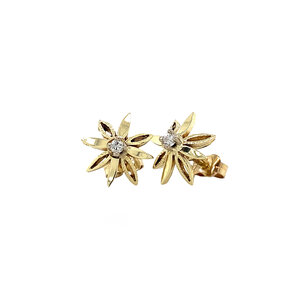 Gold ear studs with diamonds 14 krt